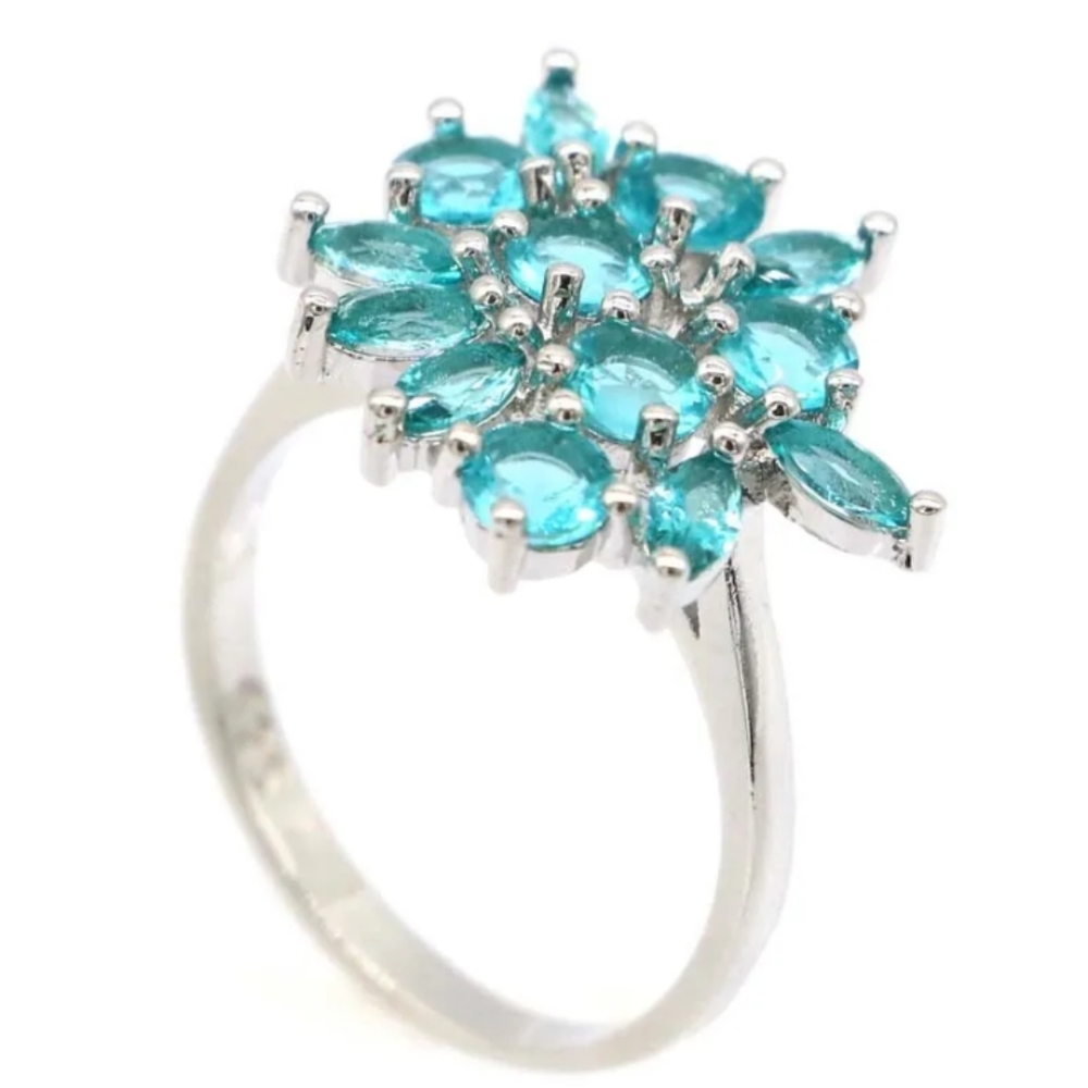 New size 9 aquamarine cz sterling silver ring - Picture 3 of 3